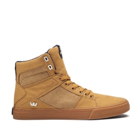 Supra Mens ALUMINUM Tan/gum High Top Shoes | CA-45093